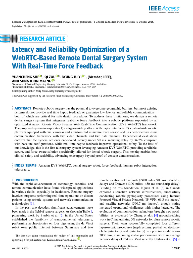 Latency and Reliability Optimization of A WebRTC-Based Remote Dental ...