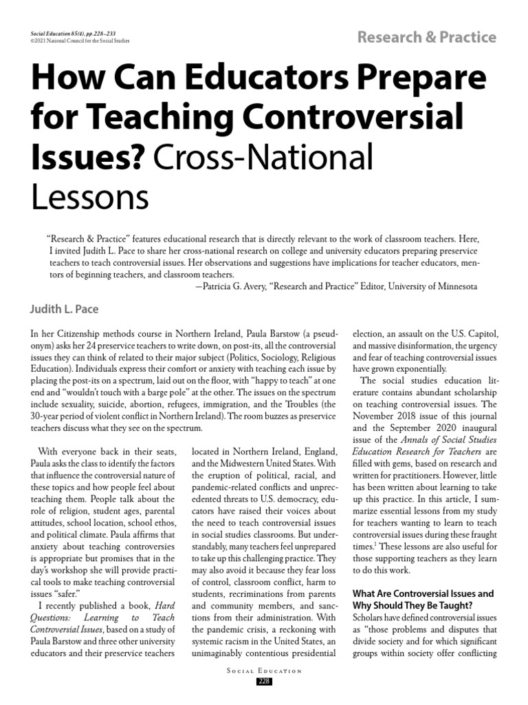 How Can Educators Prepare For Teaching Controversial Issues | PDF ...