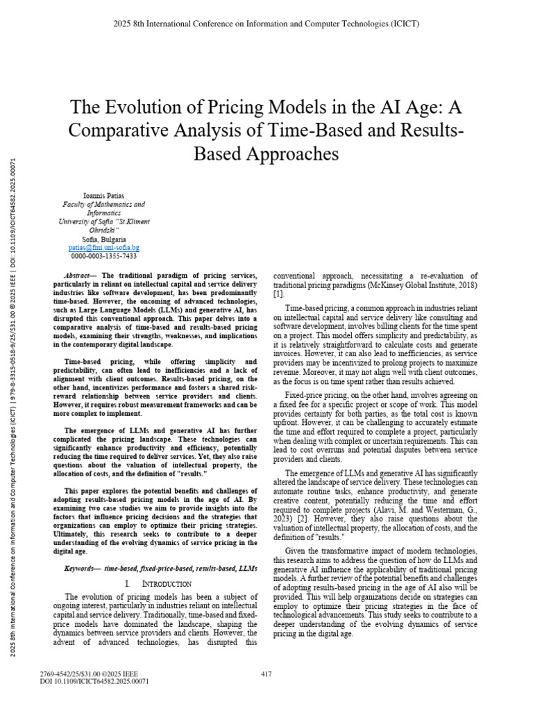 The Evolution of Pricing Models in The AI Age A Comparative Analysis of ...