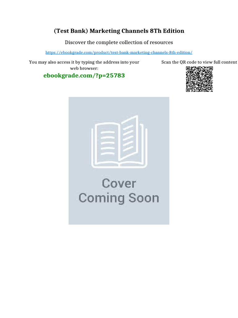 (Test Bank) Marketing Channels 8th Edition Kindle & PDF Formats | PDF