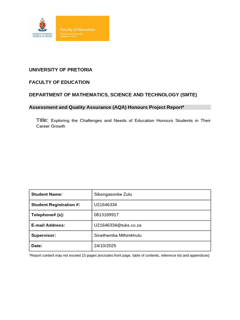 Honours Research Report - Template (1) FINAL | PDF | Self Actualization ...
