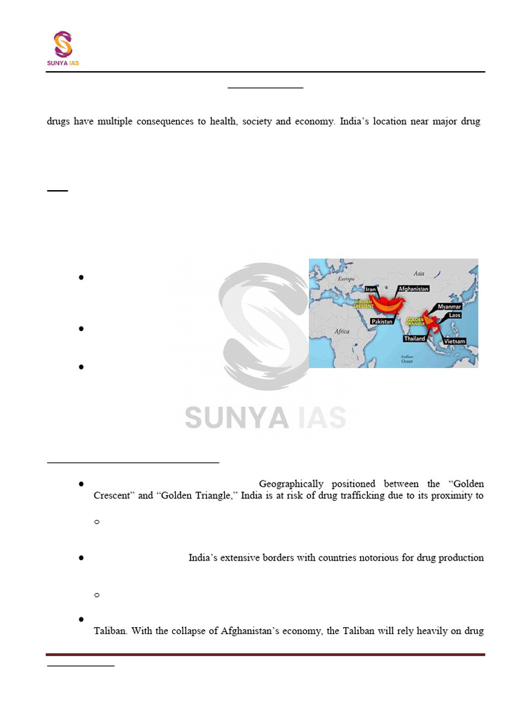 GS 3 - Sunya IAS - Drugs Trade | PDF | Illegal Drug Trade | Substance Abuse