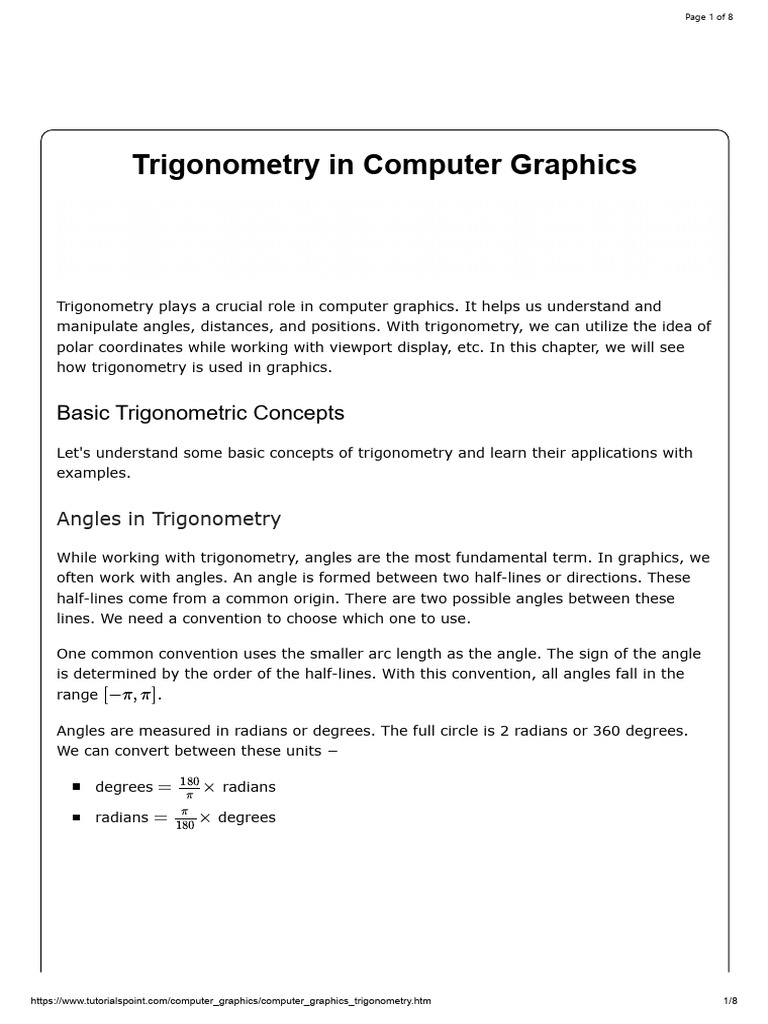 Trigonometry in Computer Graphics | PDF | Trigonometry | Geometric ...