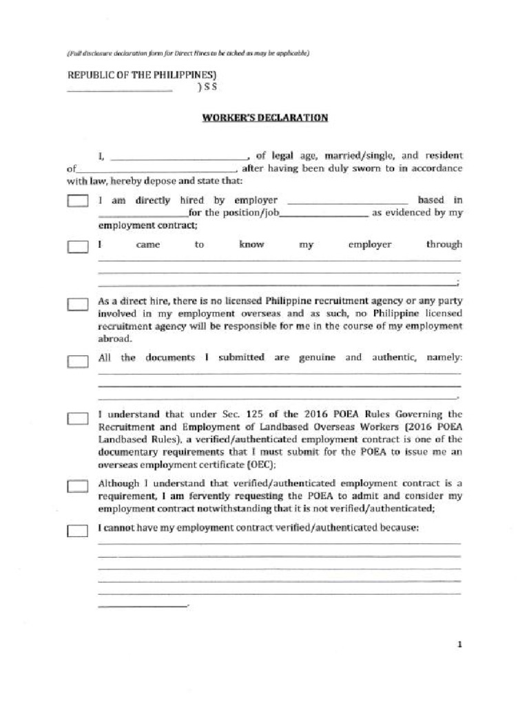 Sworn Statement | PDF