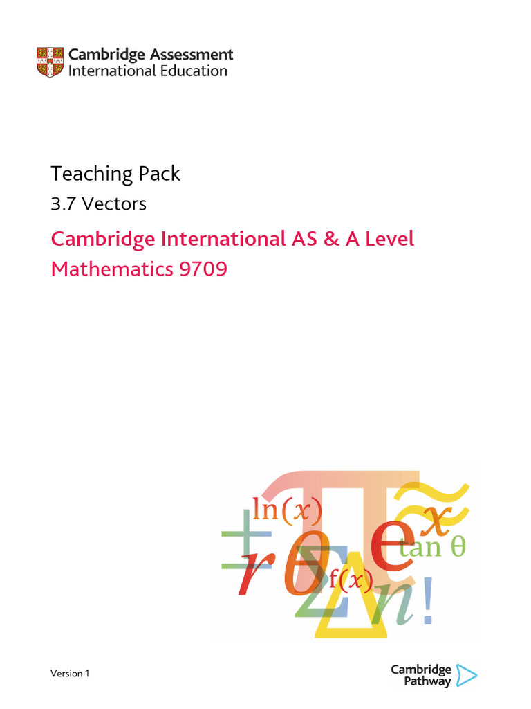 9709 Teaching Pack 3 7 Vectors v1 | PDF | Euclidean Vector | Line ...