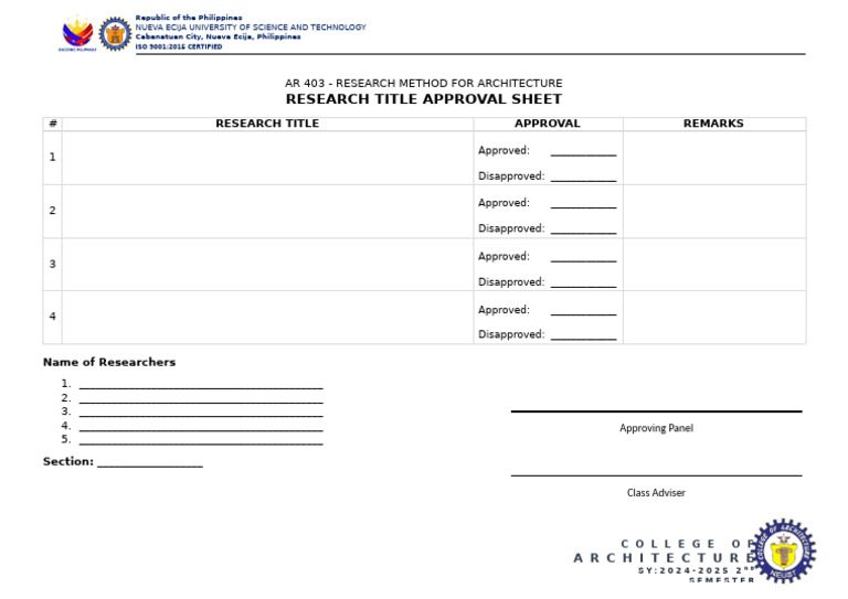 Research Methods - Title Approval Sheet | PDF | Chess Theory | Chess