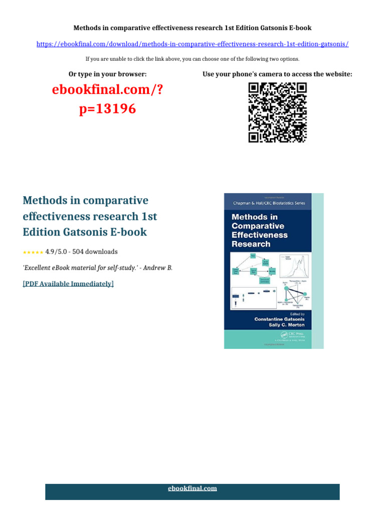 Methods in comparative effectiveness research 1st Edition Gatsonis ...