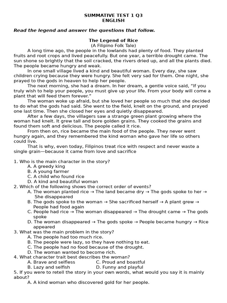 Eng Summative Test 1 q3 | PDF | Linguistics | Language Mechanics