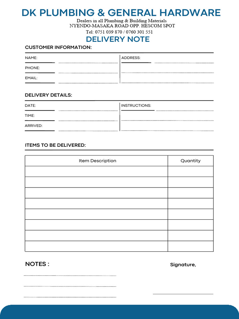 Delivery Form Document | PDF