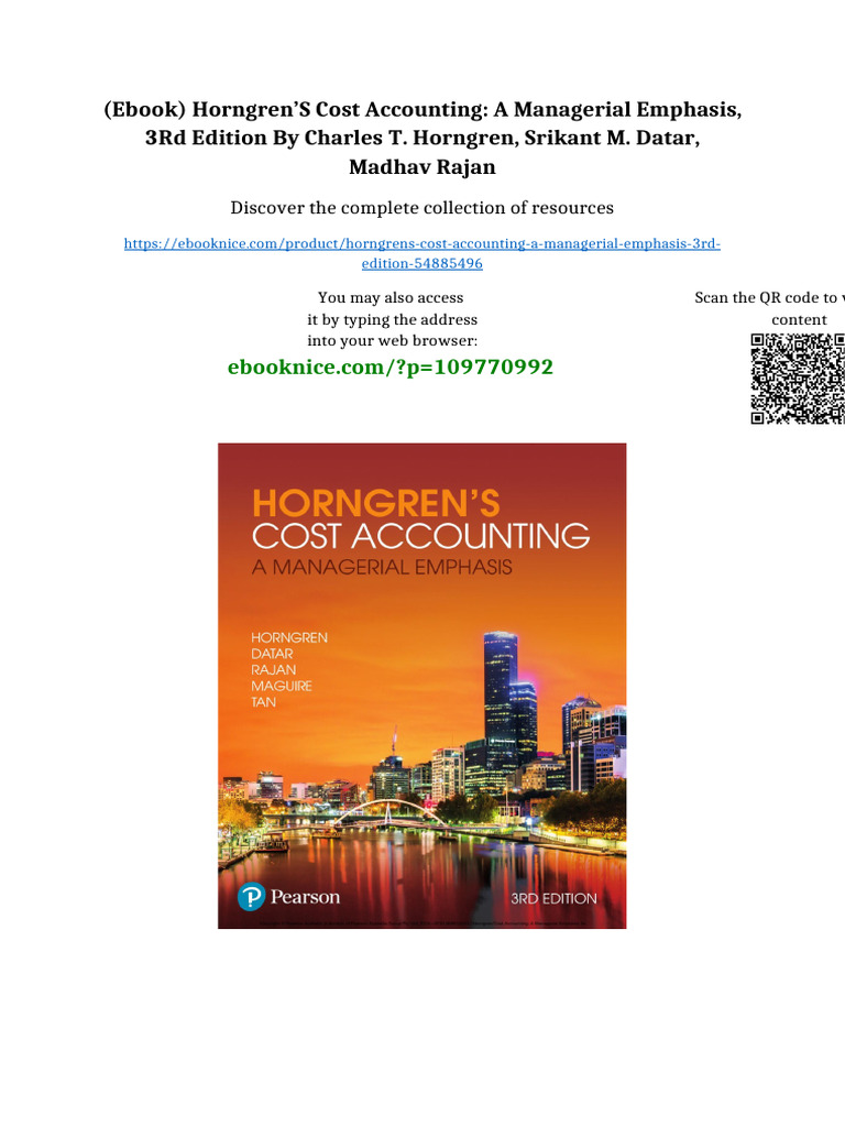 (Ebook) Horngren's Cost Accounting: A Managerial Emphasis, 3rd Edition ...