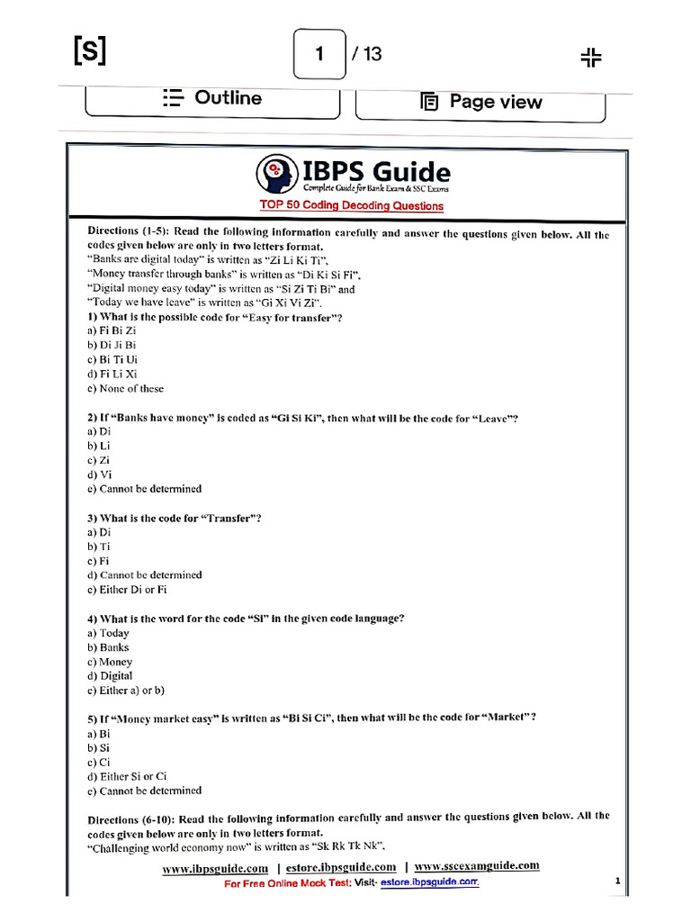 Practice Set Coding Decoding | PDF