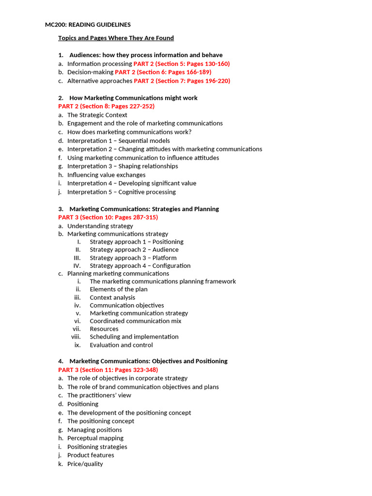 MC200 Reading Guidelines | PDF
