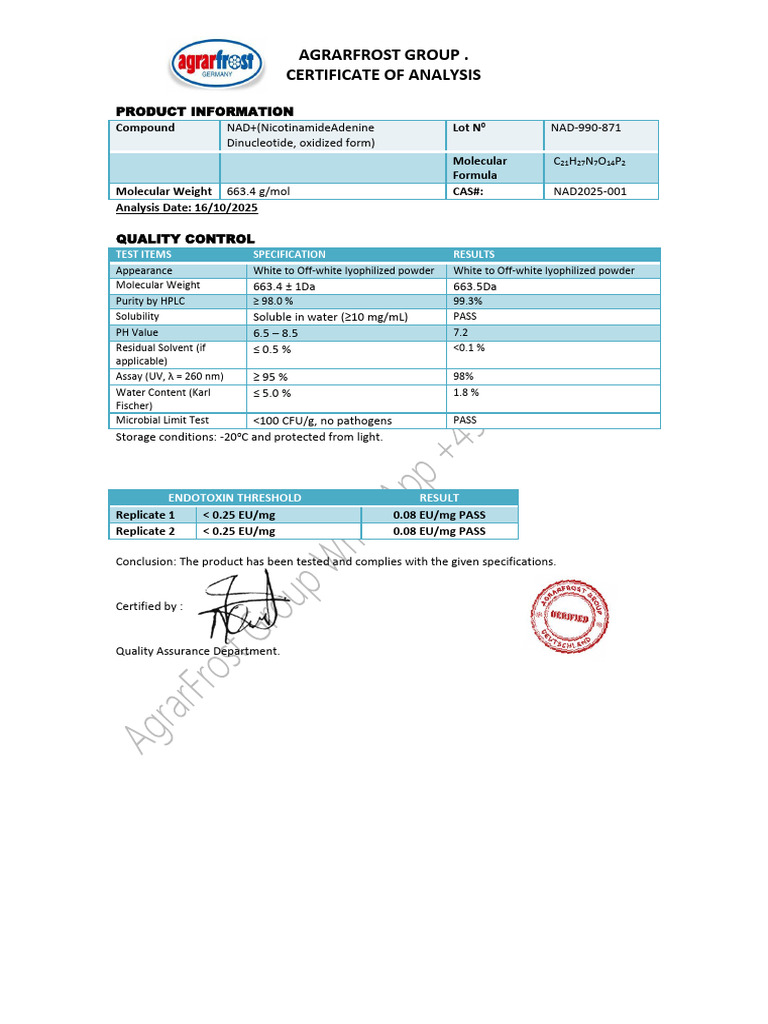 Coa Nad+ 100 | PDF