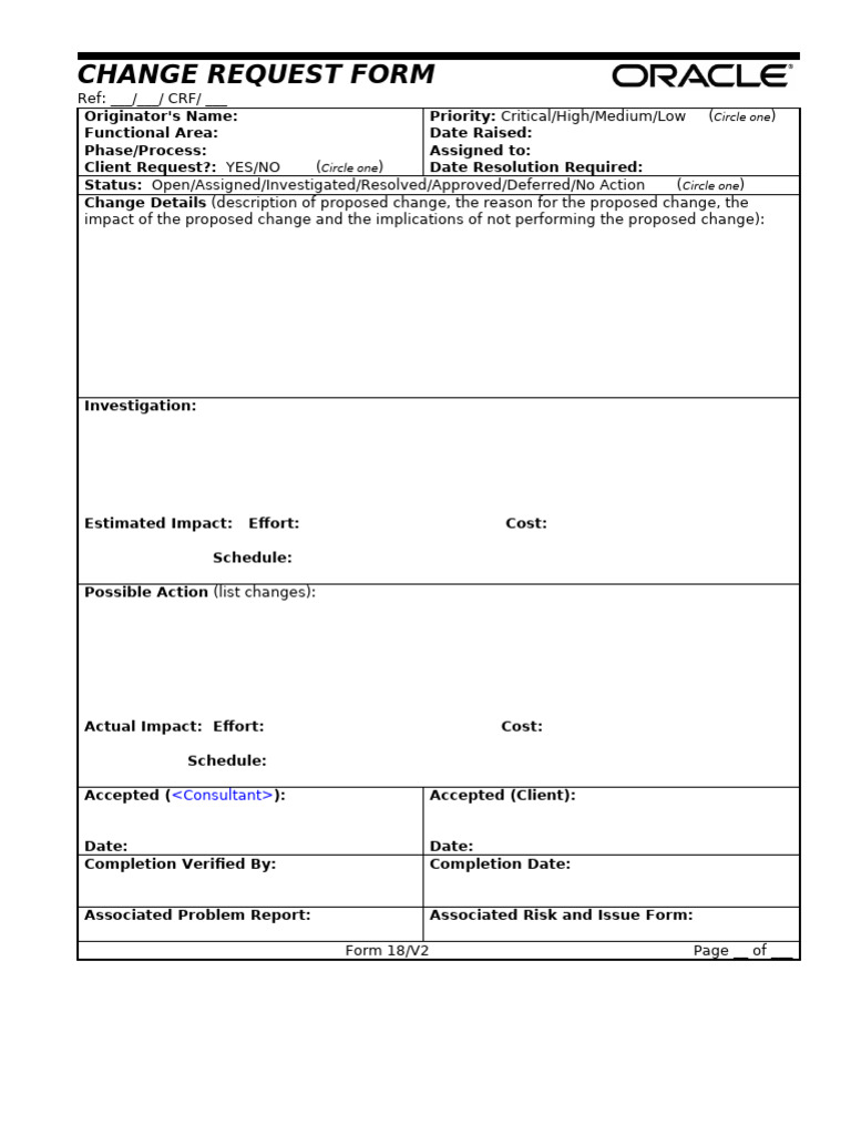 CR060 Change Request Form | PDF