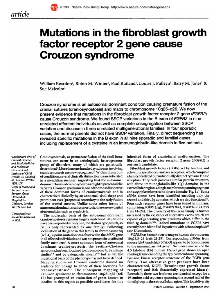 1994-Reardon-Mutations in The Fibroblast Growth Factor Receptor 2 Gene ...