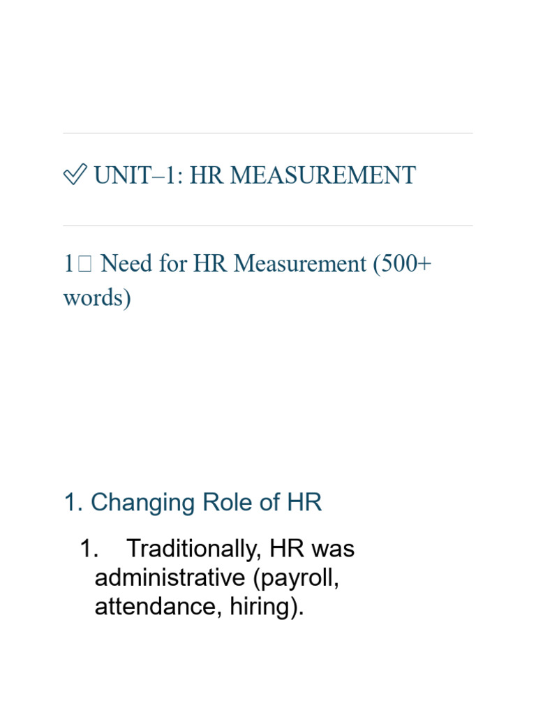 HR Analytics Unit 1 and 2 | PDF | Analytics | Performance Indicator