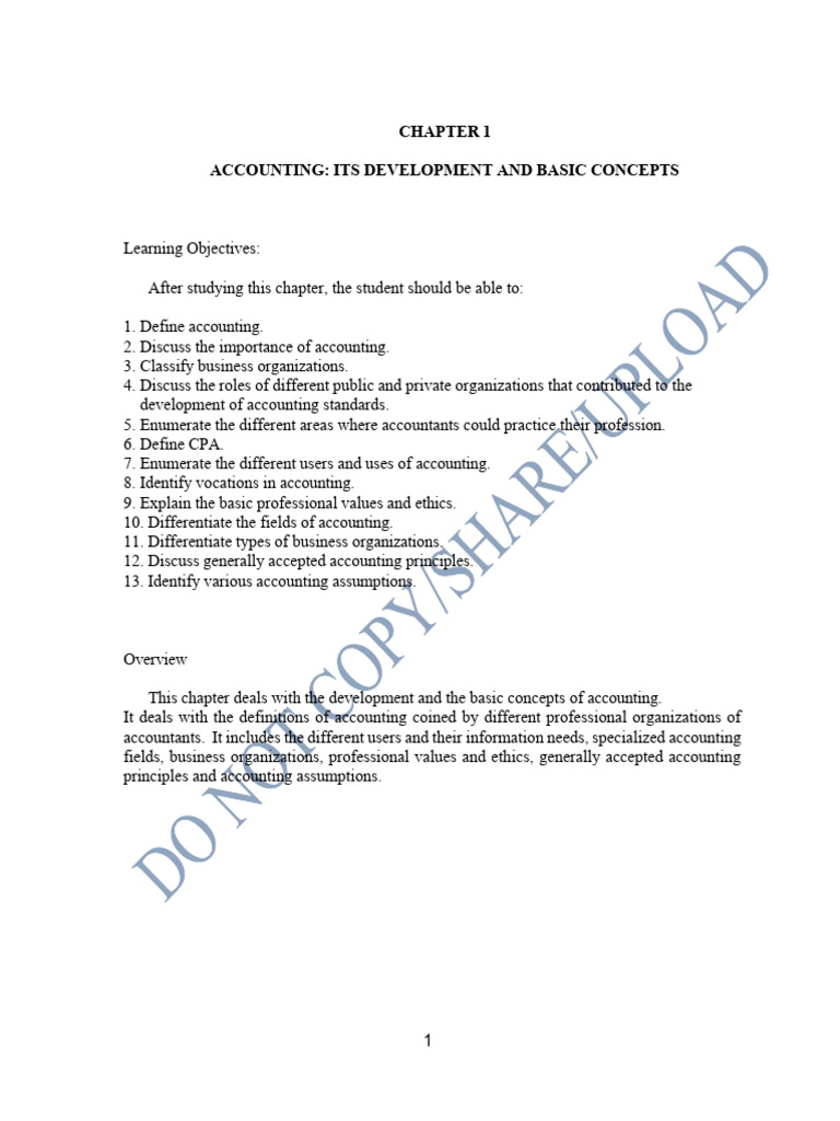 Acctg 1103 Chapter 1 Students' Copy | PDF | Accounting | Audit