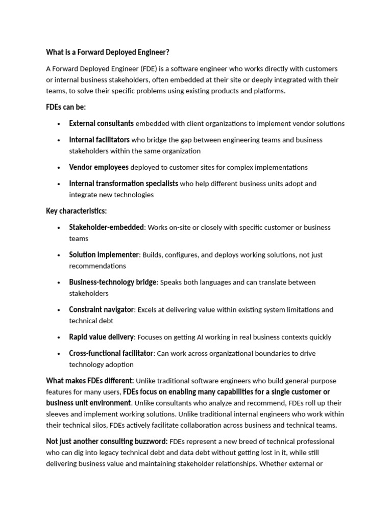 What Is A Forward Deployed Engineer | PDF | Artificial Intelligence ...