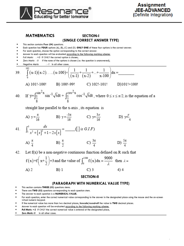 Definite Integration Adv | PDF | Numbers | Discrete Mathematics