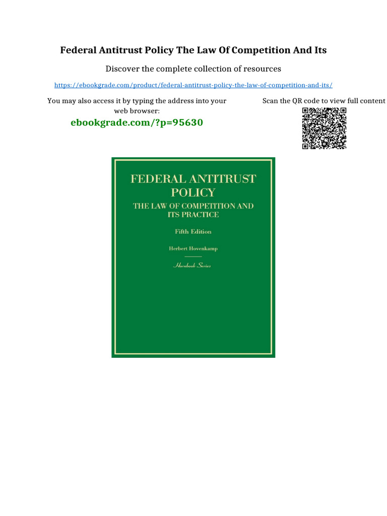 Federal Antitrust Policy The Law of Competition and Its Full Access ...