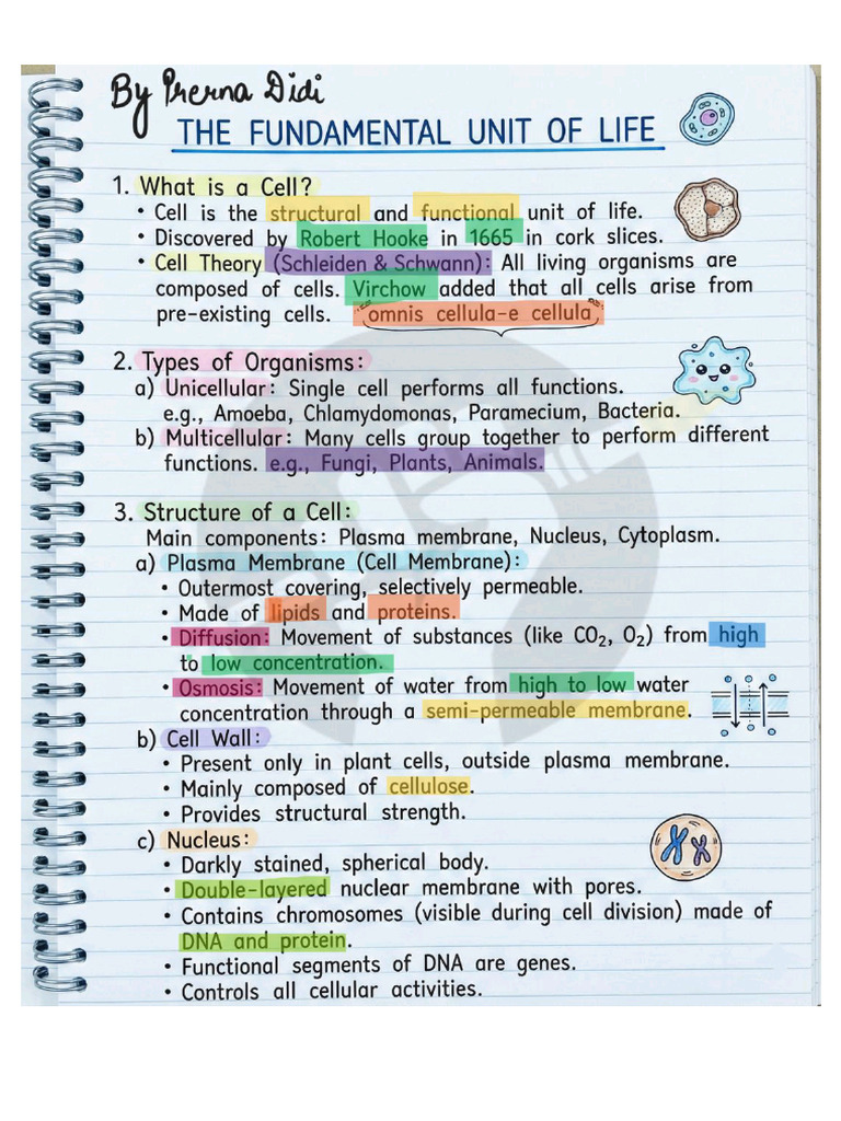 The Fundamental Unit of Life Notes by Rounak | PDF