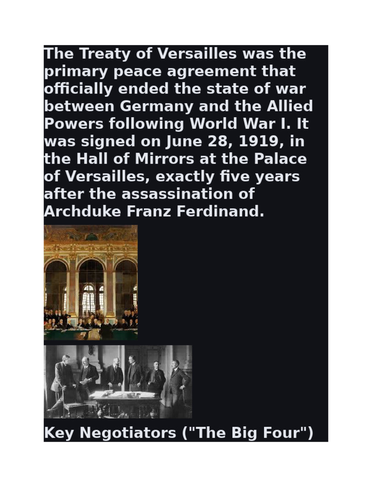 The Treaty of Versailles | PDF | Treaty Of Versailles | World War I
