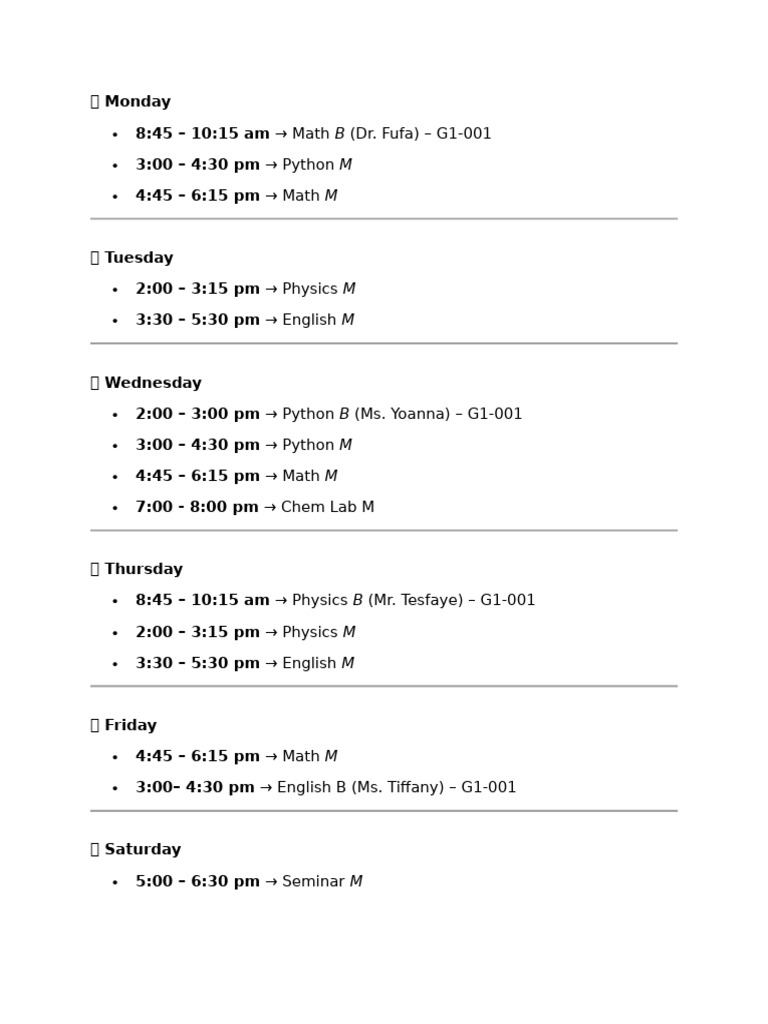 Schedule | PDF