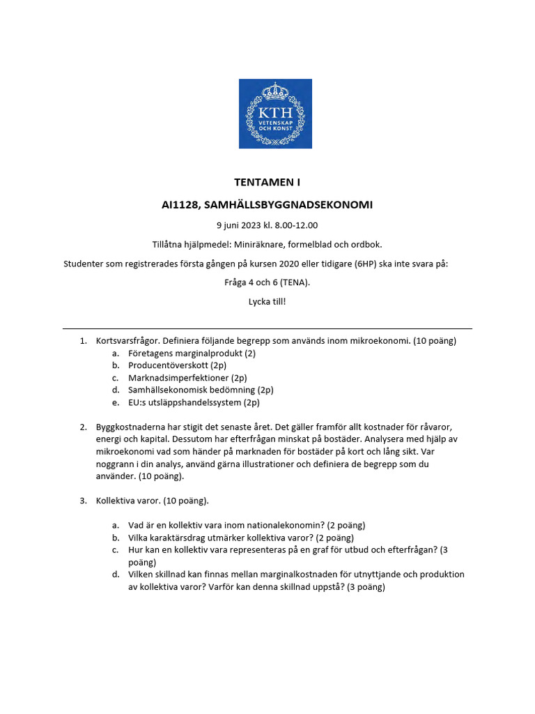 AI1128 20230609 Omtenta Betyg B Högst | PDF