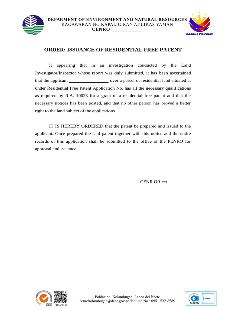 Order of Issuance | PDF
