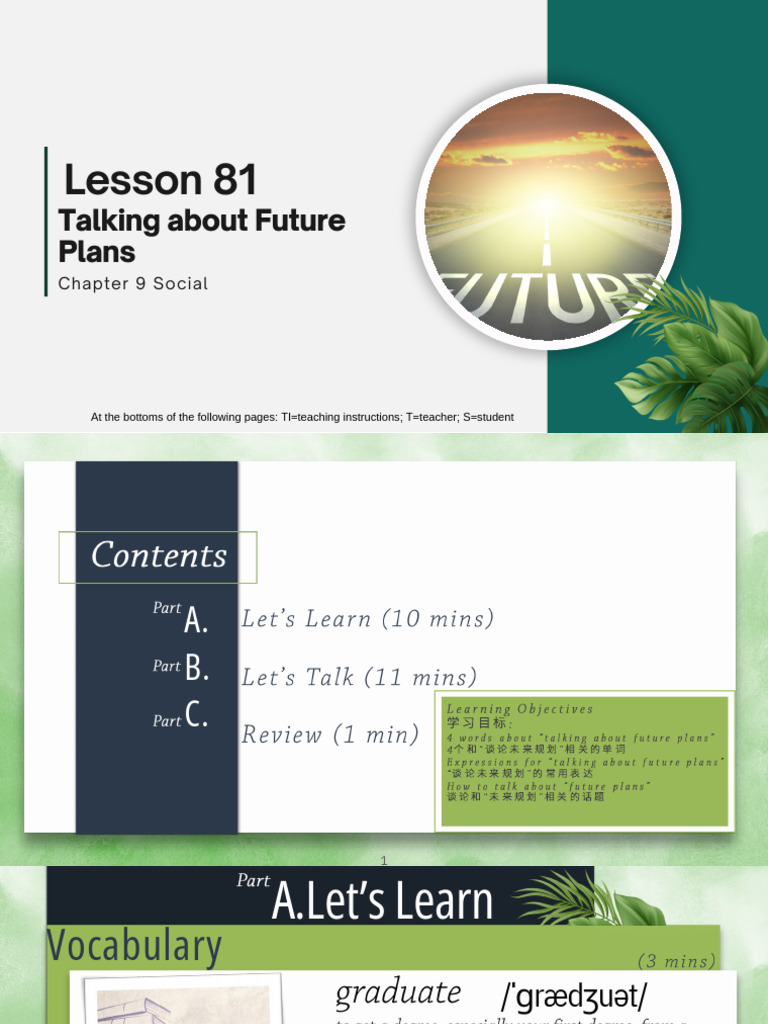 Lesson 81 Talking About Future Plans PDF | PDF | Vocabulary | Human ...