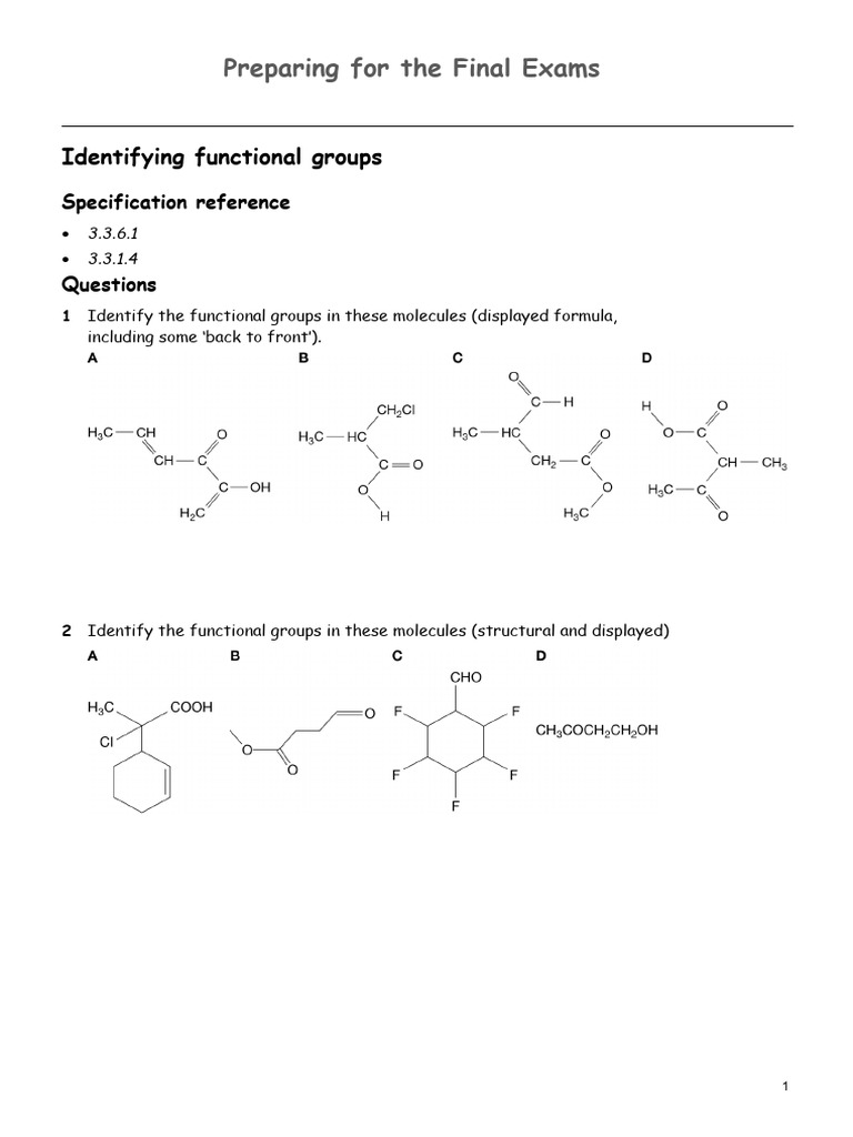 Homework - Identifying Functional Groups | PDF | Acid | Aspirin