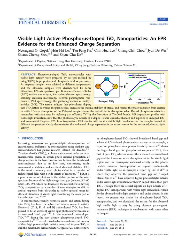 Gopal 2012 | PDF | Titanium Dioxide | Electron Paramagnetic Resonance