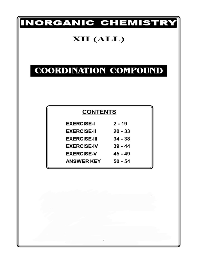 Coordination Compound: Inorganic Chemistry | PDF | Coordination Complex ...