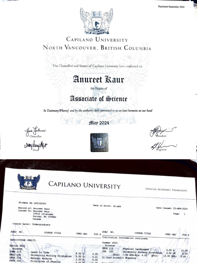 Diploma - Certificate and Transcript | PDF