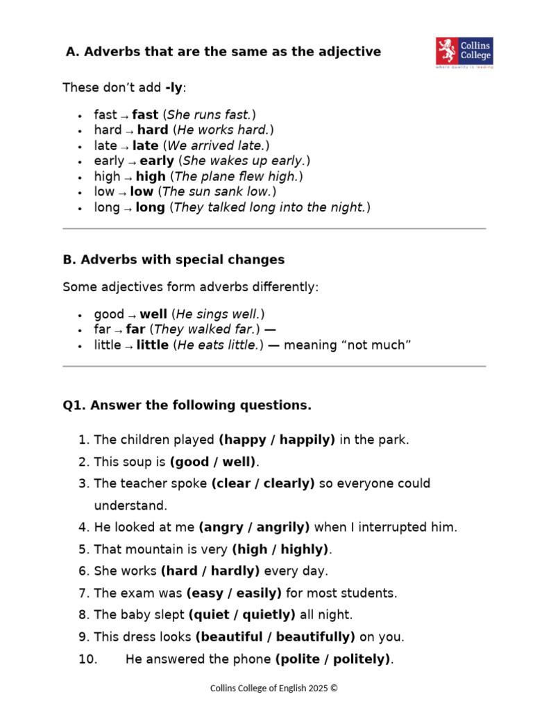 Adverbs and Adjectives | PDF