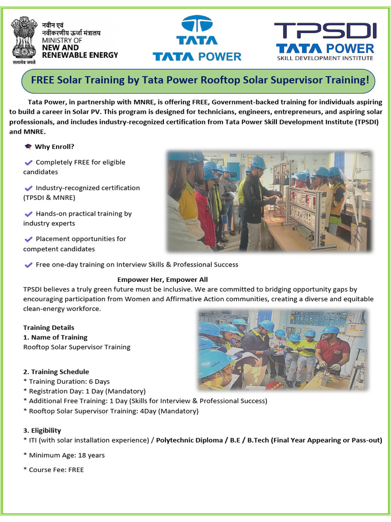 TATA Power Roof Top Solar for Supervisor | PDF