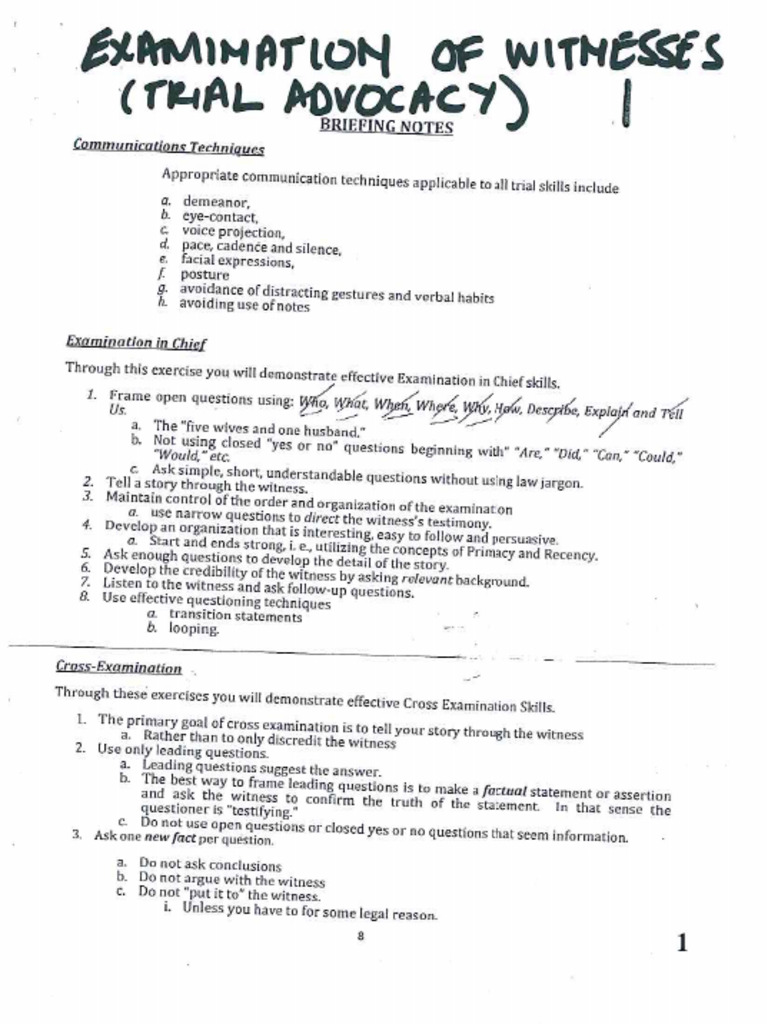 Examination of Witness (Trial Advocacy) | PDF