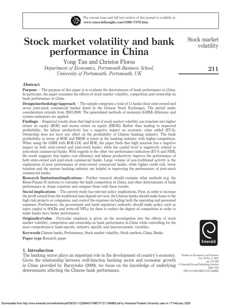 Stock Market Volatility and Bank Performance in China | PDF | Banks ...