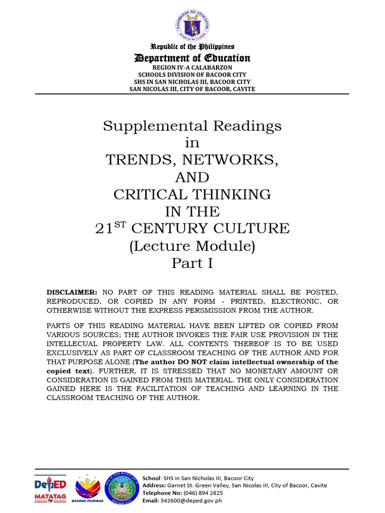 Trends Lecture Module 1 (Quarter 1) (3rd Grading) | PDF | Thought ...