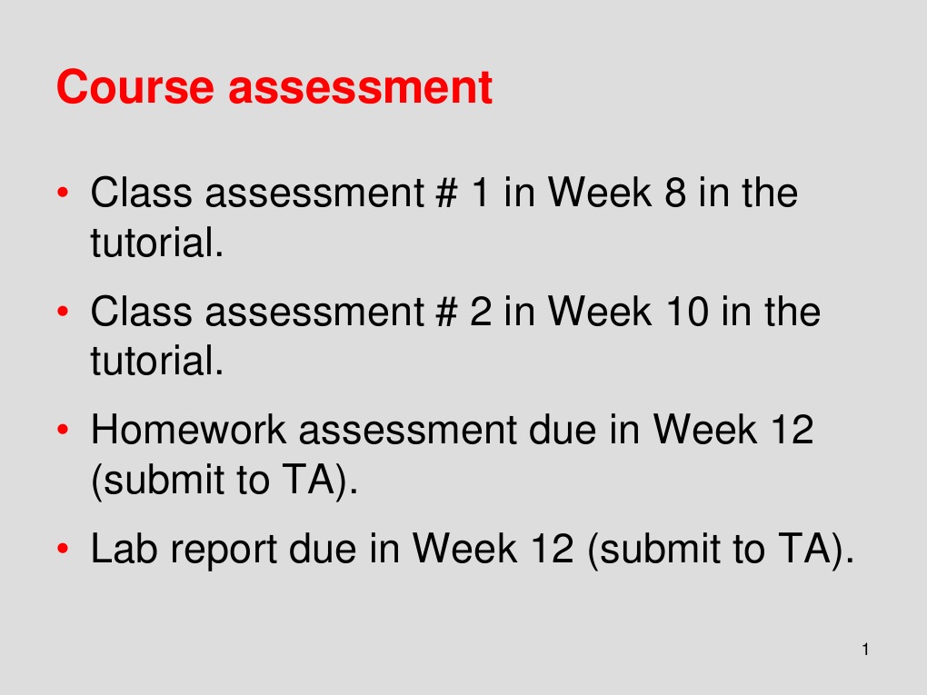 Course Assessment Schedule and Details | PDF