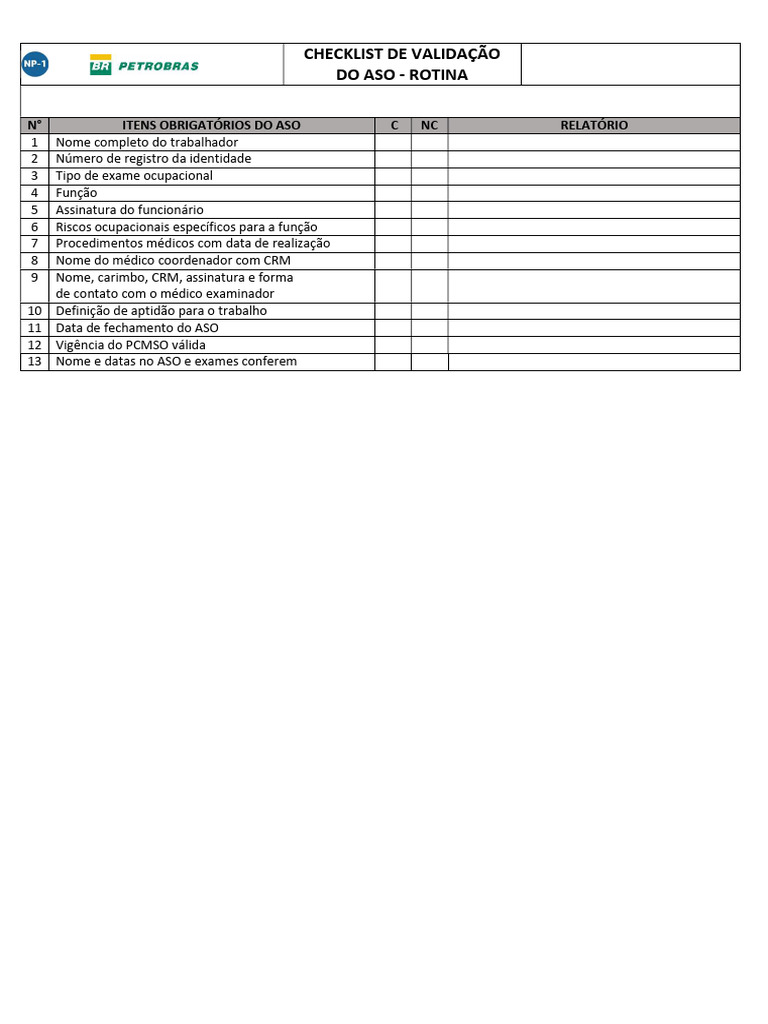 Checklist de Validação | PDF