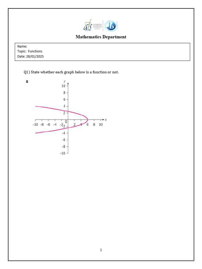 Worksheet 7 - Functions | PDF
