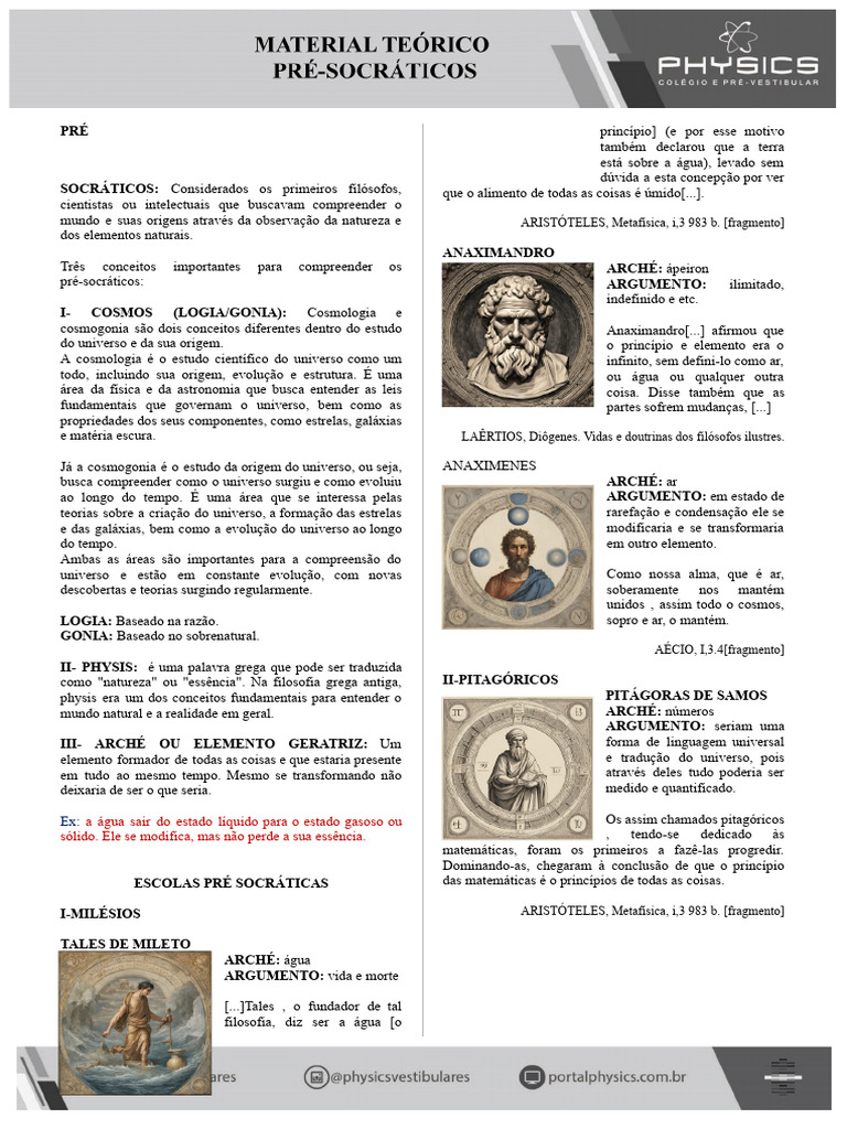 Material Extra Physics Pré-Socráticos | PDF | Universo | Science