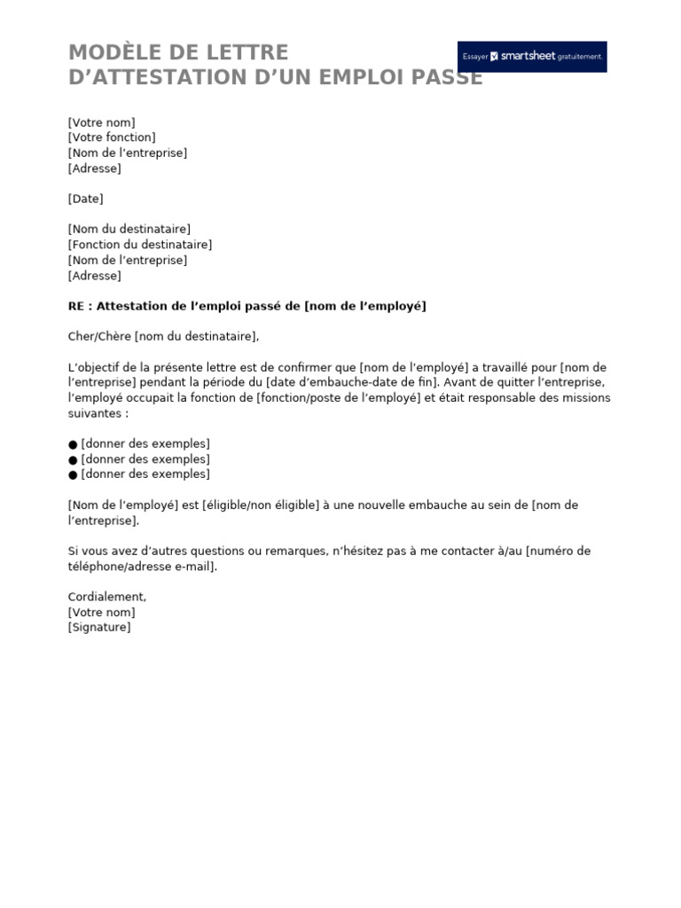 IC Verification of Past Employment Letter Template 926203 WORD FR | PDF