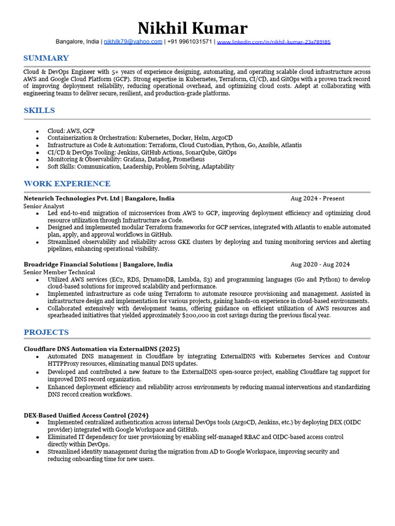Nikhil Kumar Resume | PDF | Cloud Computing | Computing
