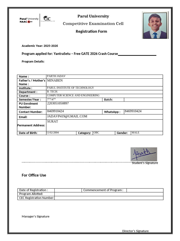 Cec Registration Form | PDF