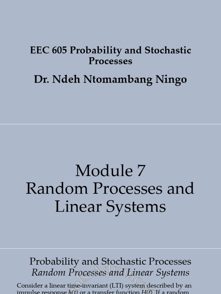 Module 7 Random Processes and Linear Systems 2021 | PDF