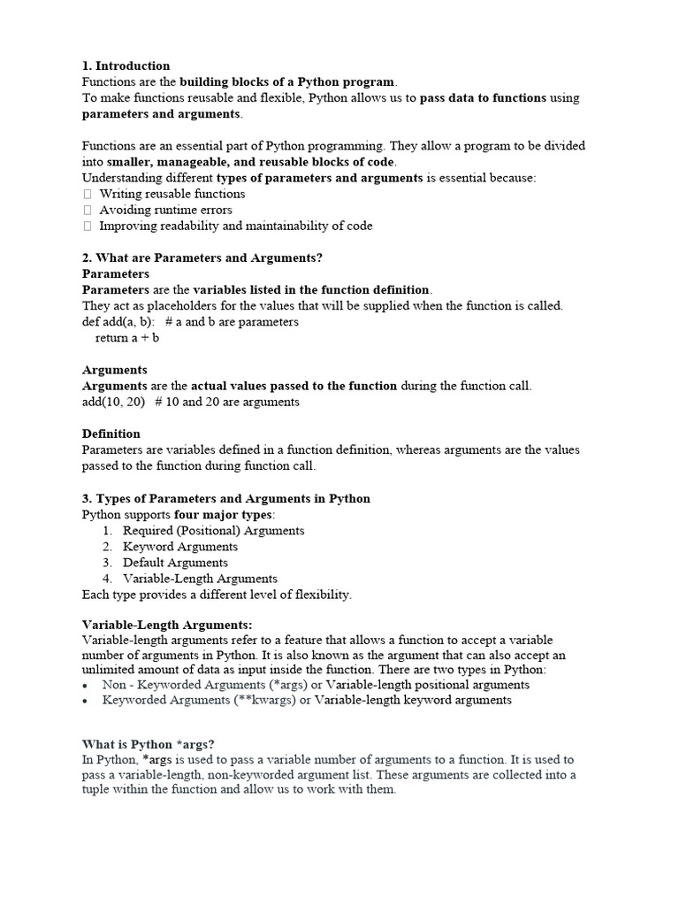 Variable Length Arguments | PDF | Parameter (Computer Programming ...