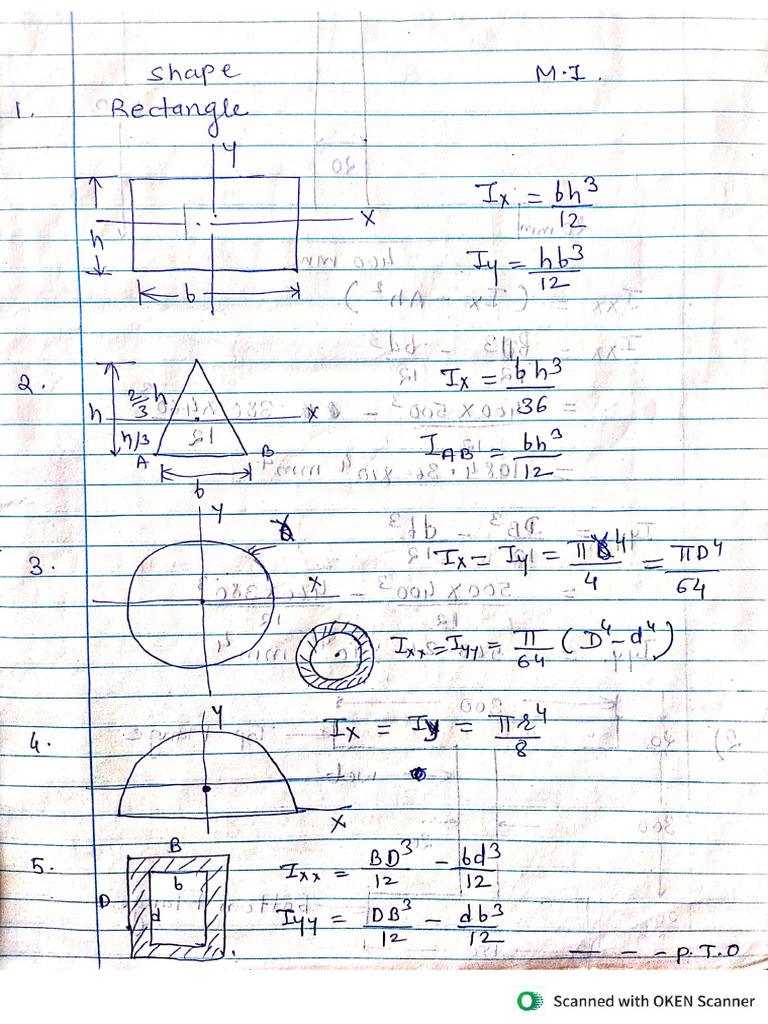 Moment of Inertia of Different Shapes | PDF