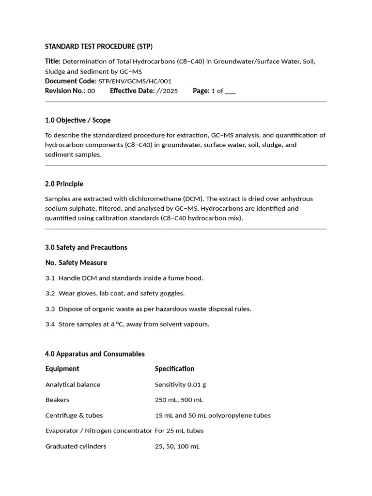 Standard Test Procedure (STP) Title: Document Code: Revision No ...